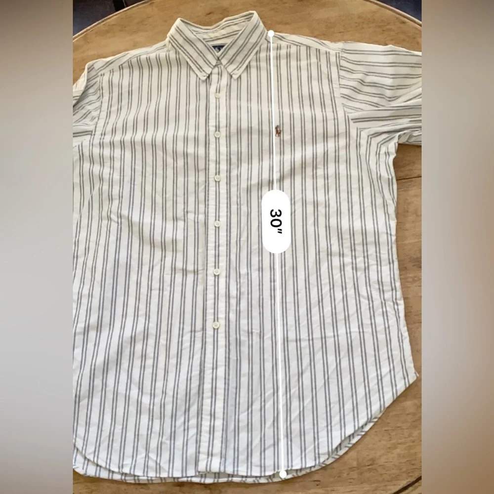 Polo Ralph Lauren Classic Fit Men’s Sz 17 34/35‎ White/Gray Pinstripe Oxford